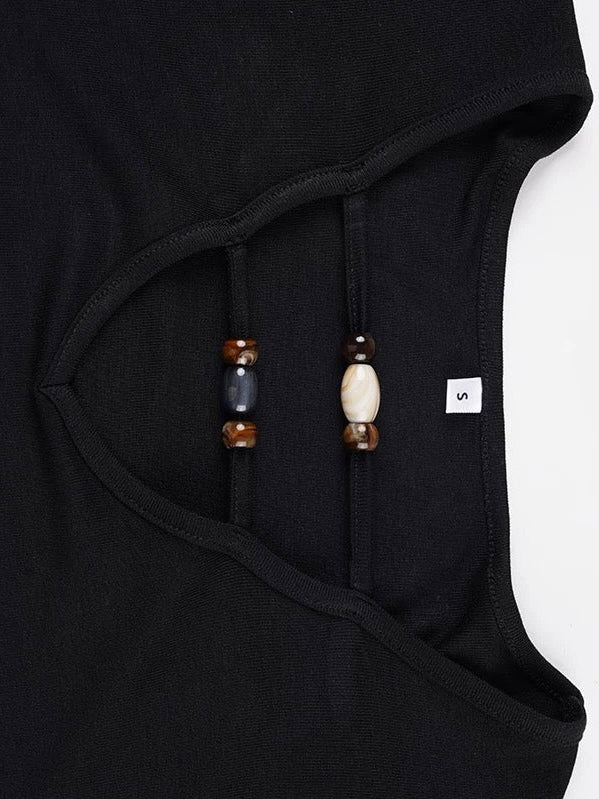 ビーズ付きVネックカットソー