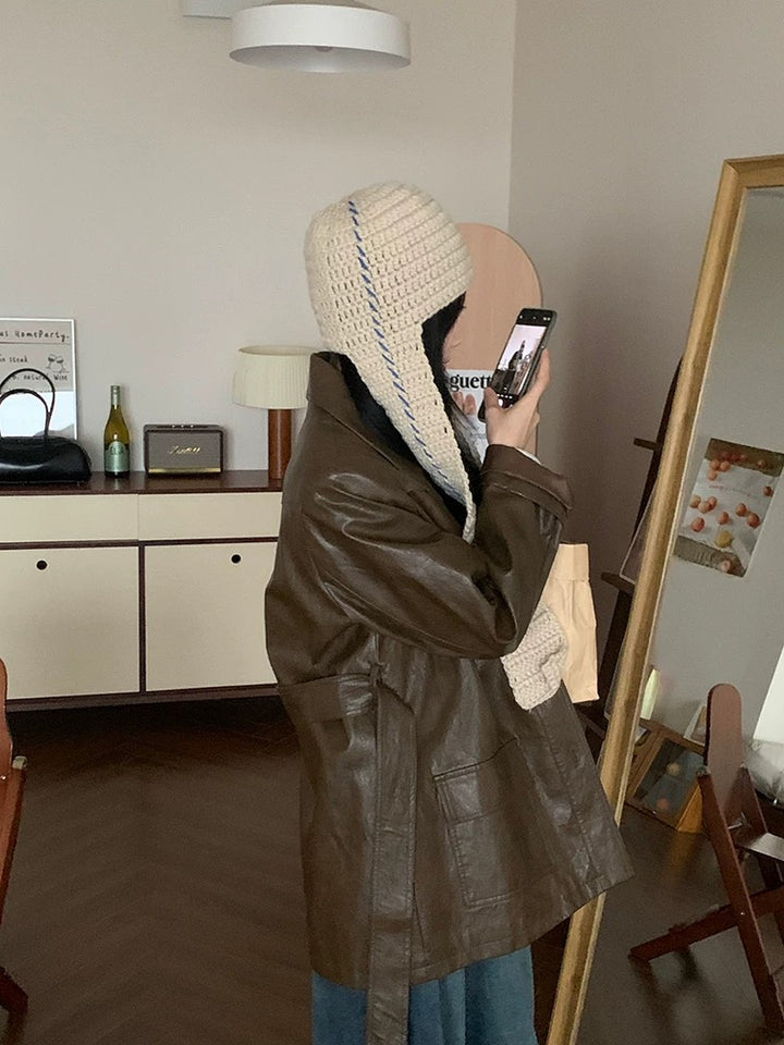 ロングイヤーフラップニットハット