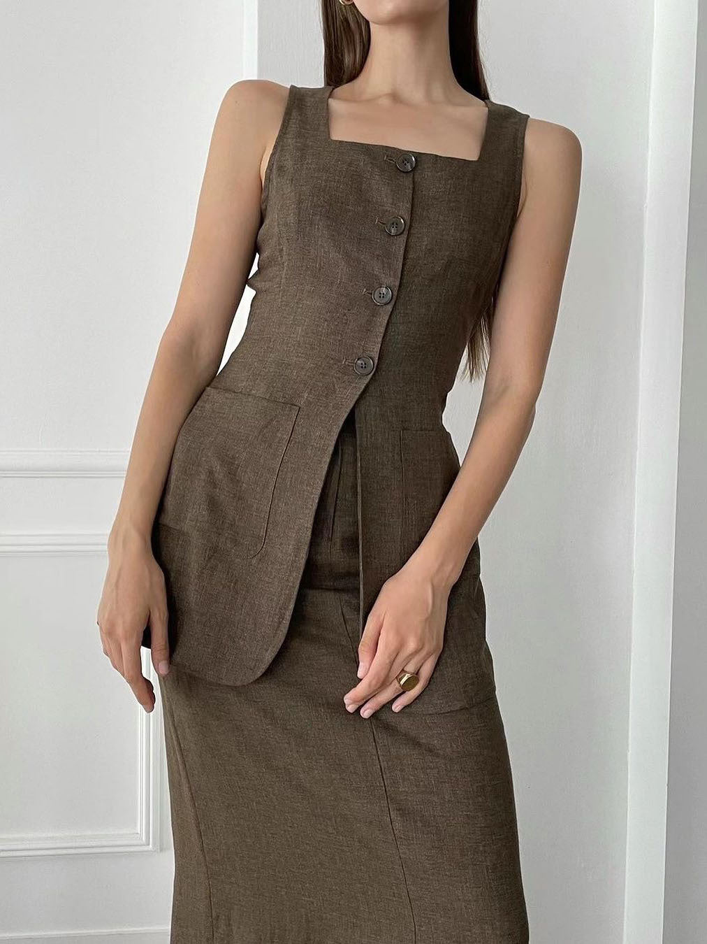 ロングシェイプベストスカートセット