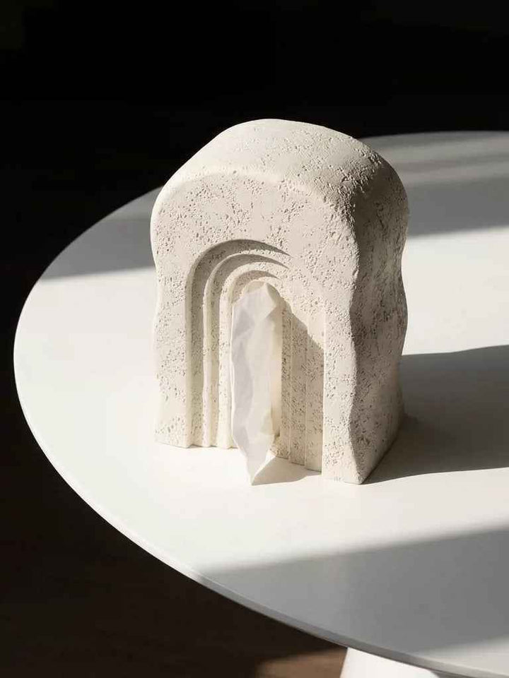 ストーンテクスチャーアーチウェーブティッシュケースホルダー