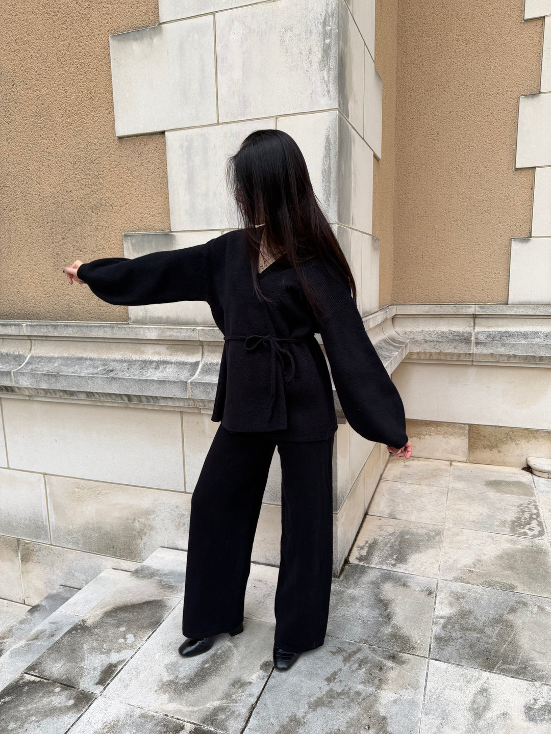 【アウトレット】(即納) ニットラップカーディガンパンツセット