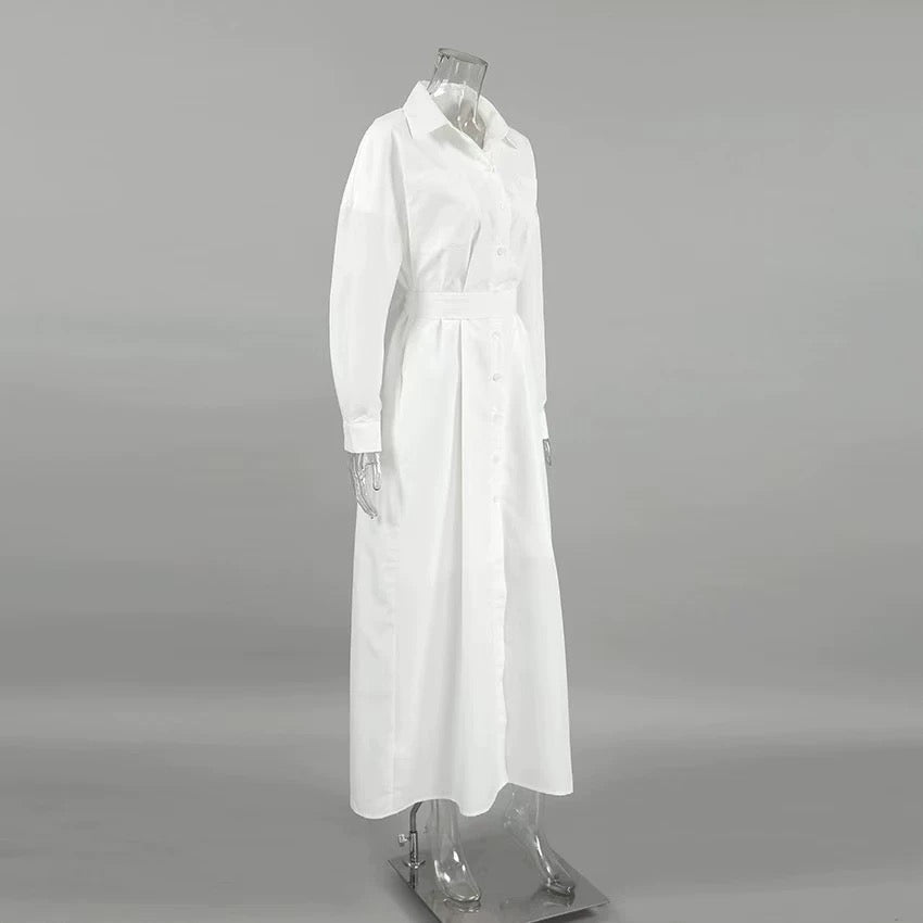 フロントスリットシャツマキシワンピース