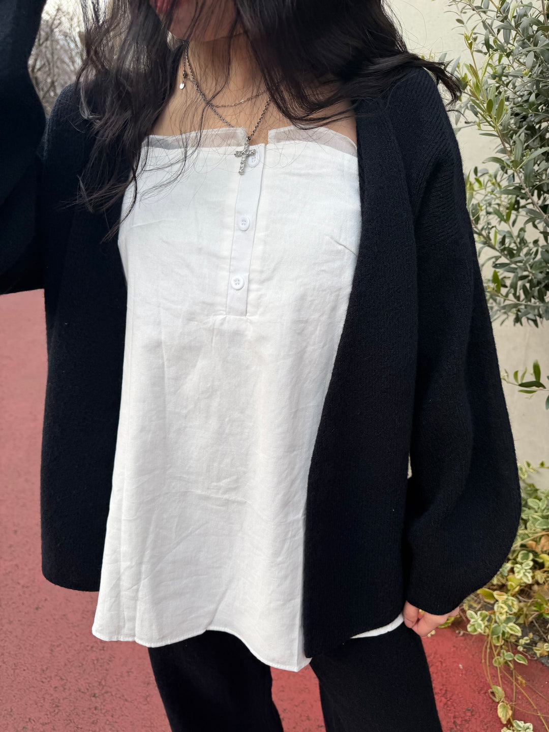 シアートリムコットンロングキャミソール