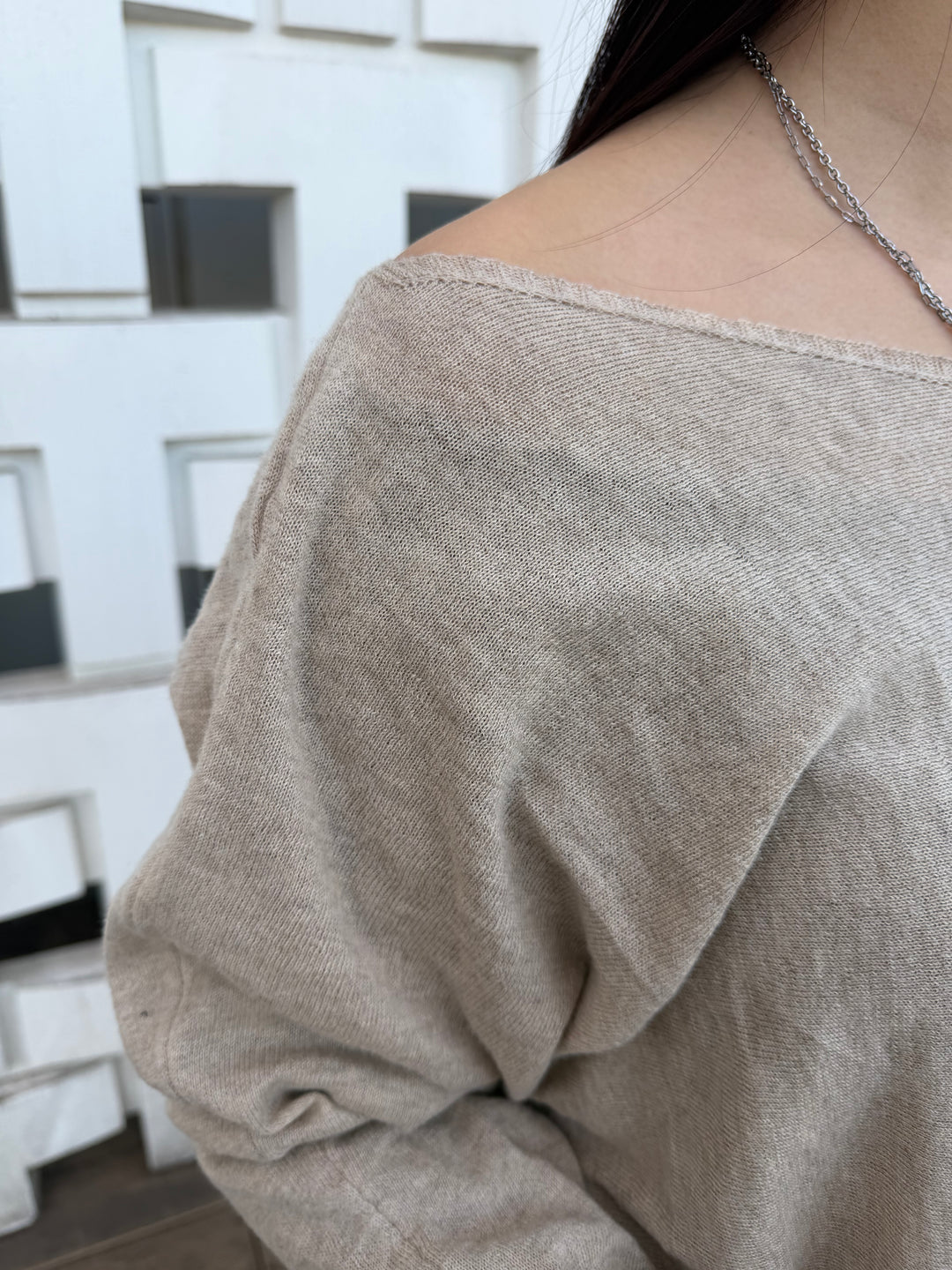 【アウトレット】(即納) ロングリブスリーブルーズニットトップス