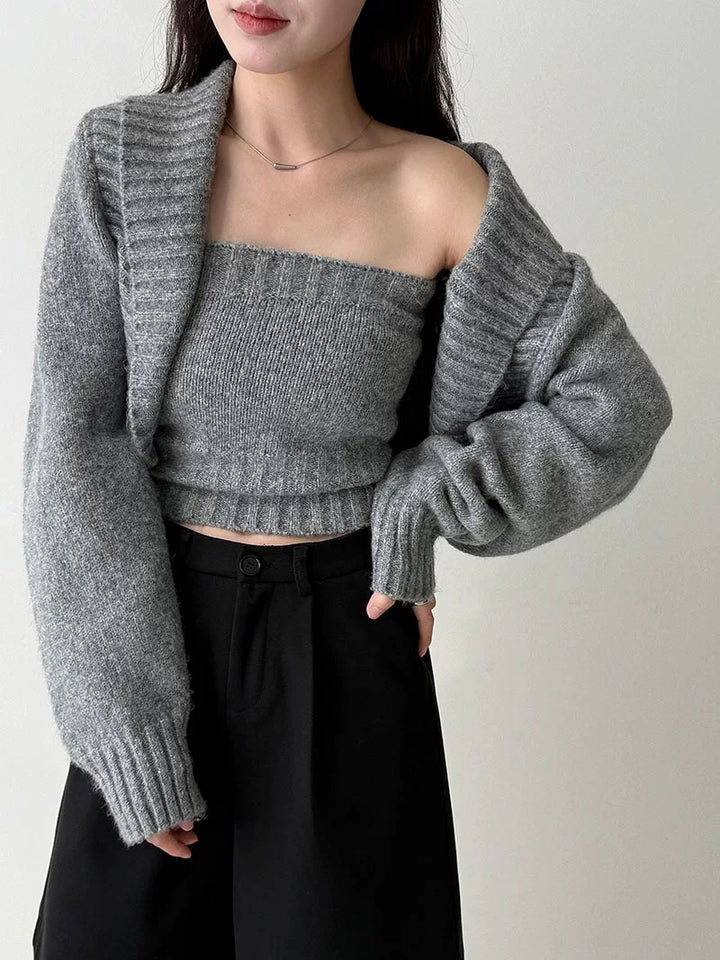 ウール混ニットボレロアンサンブル