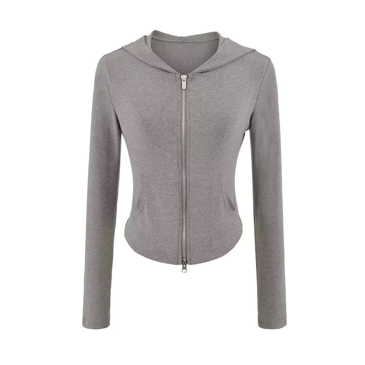 ベーシックソリッドカラージップアップパーカー