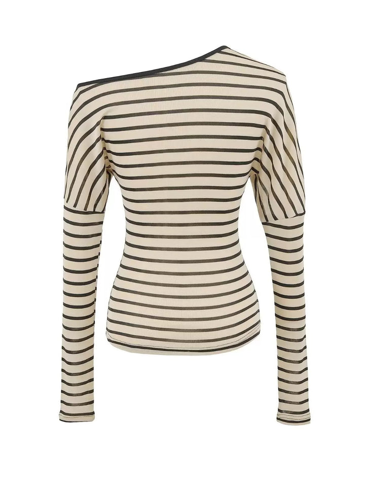 バイアスストライプオフショルカットソー