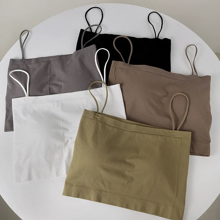 カップ付きアースカラークロップドキャミソール