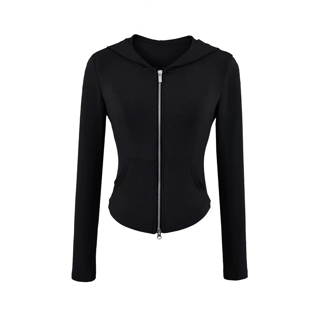 ベーシックソリッドカラージップアップパーカー