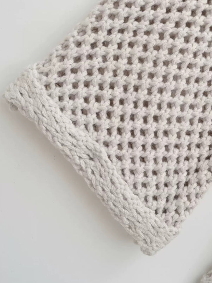 メッシュニットソリッドカラーラップカーディガン