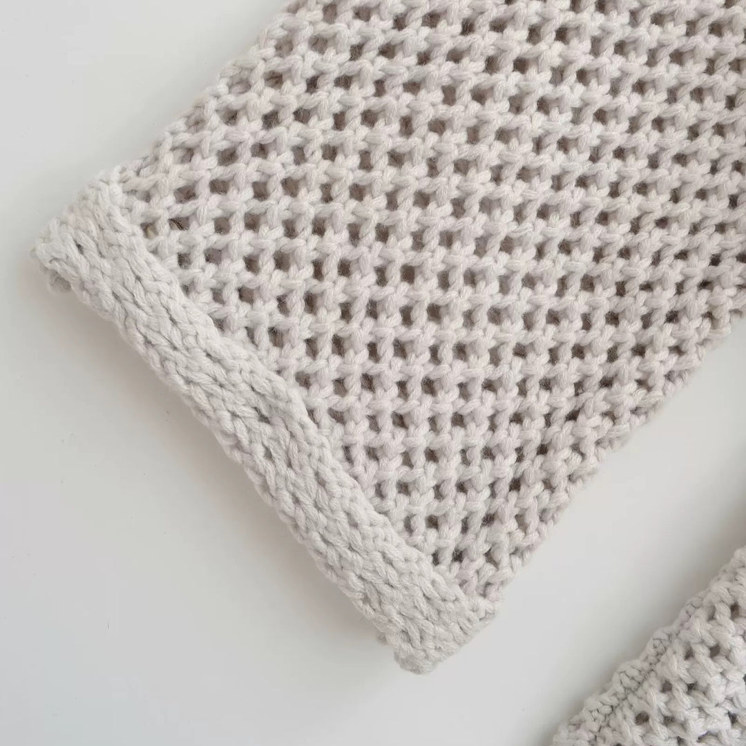 メッシュニットソリッドカラーラップカーディガン