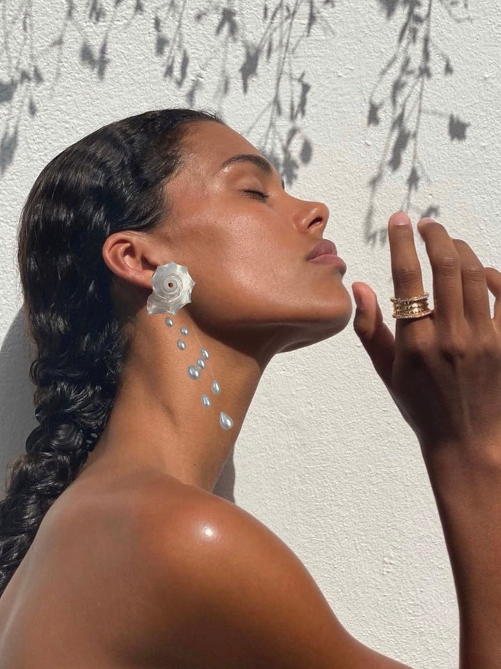 リアルシーシェルドロップロングピアス