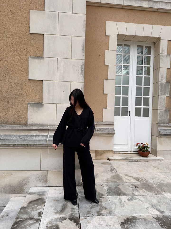 【アウトレット】(即納) ニットラップカーディガンパンツセット