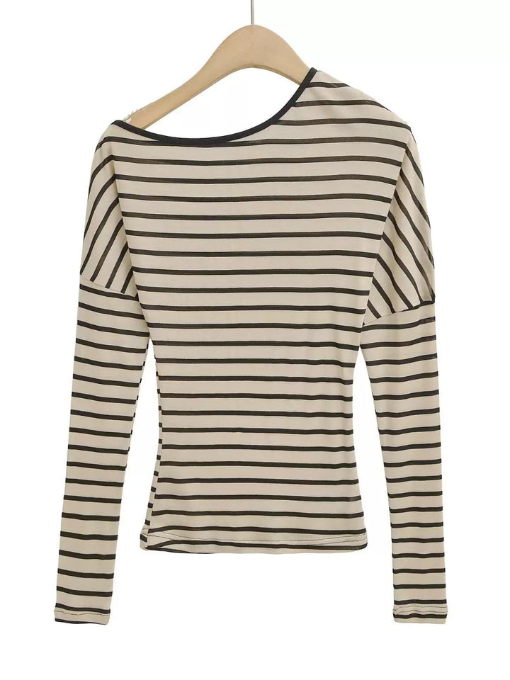 バイアスストライプオフショルカットソー