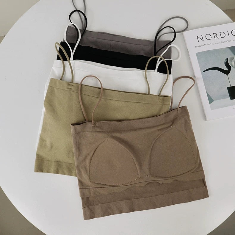 カップ付きアースカラークロップドキャミソール