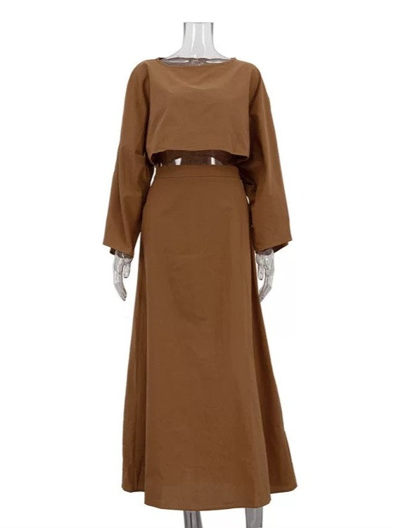 ワイドスリーブクロップドトップスカート