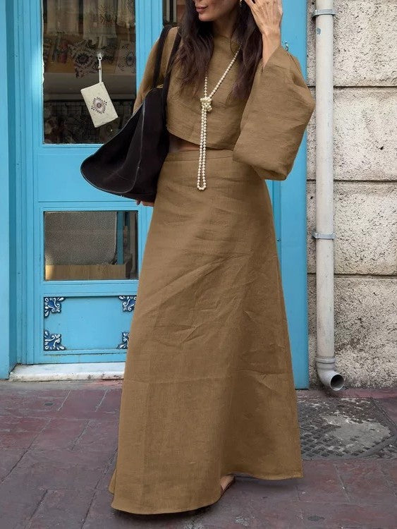 ワイドスリーブクロップドトップスカート