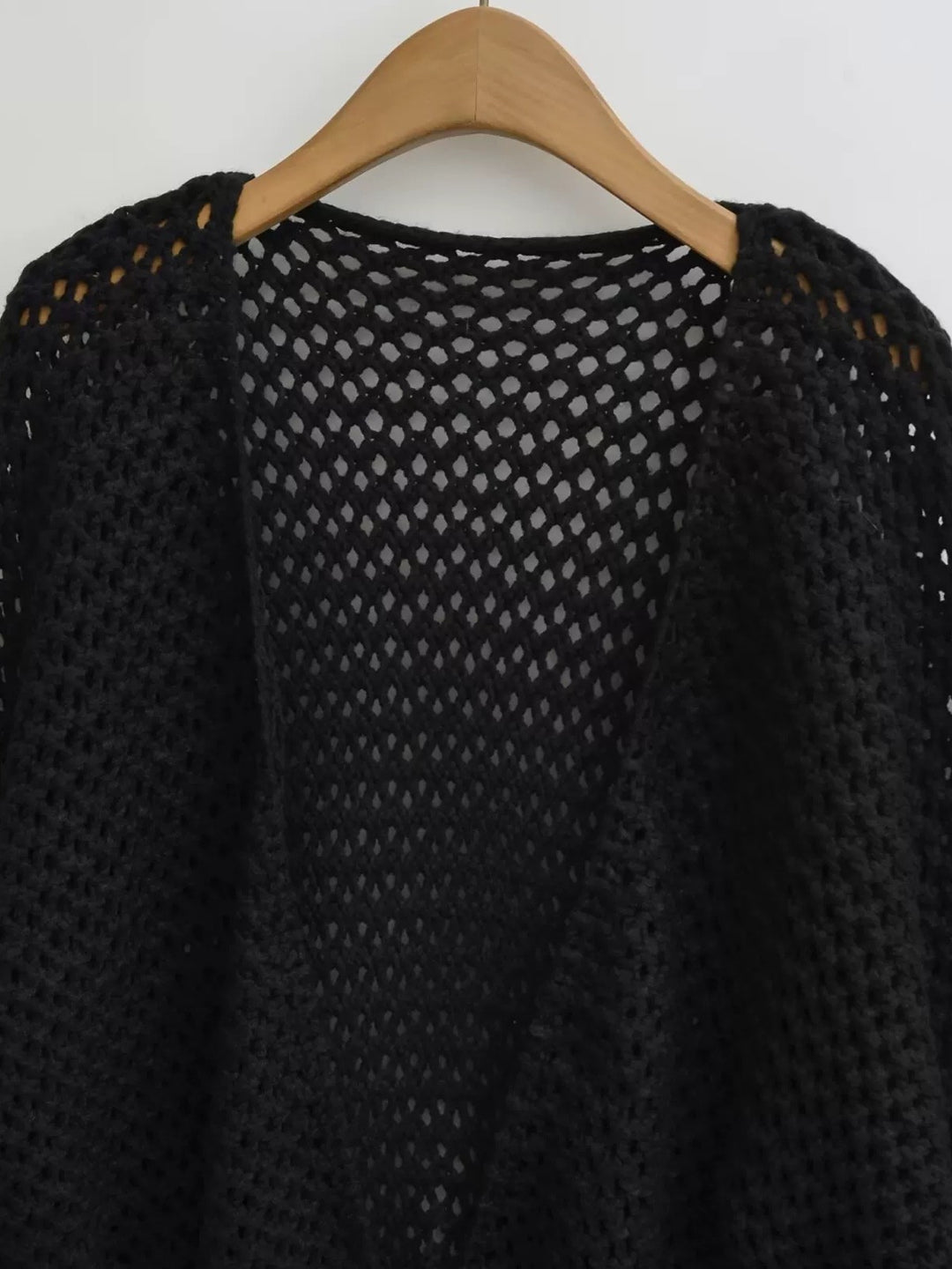 メッシュニットソリッドカラーラップカーディガン