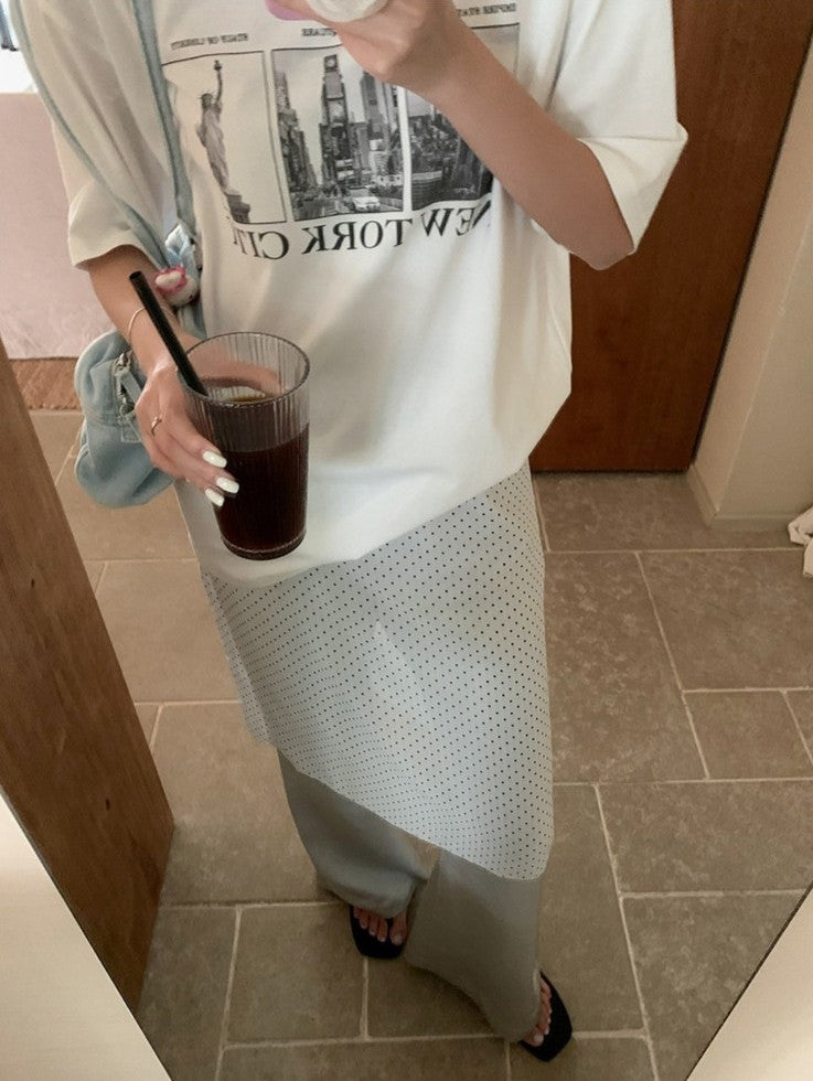 ドット柄シフォンレイヤースカート