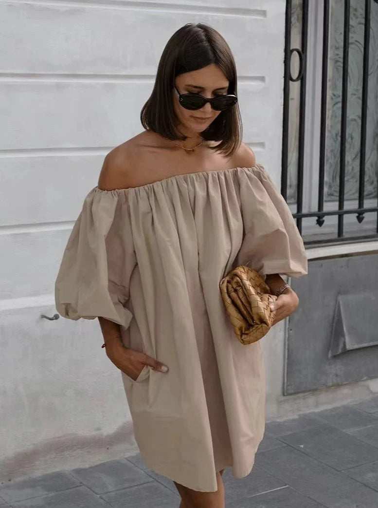 【アウトレット】(即納) 2wayオフショルバルーンスリーブワンピース