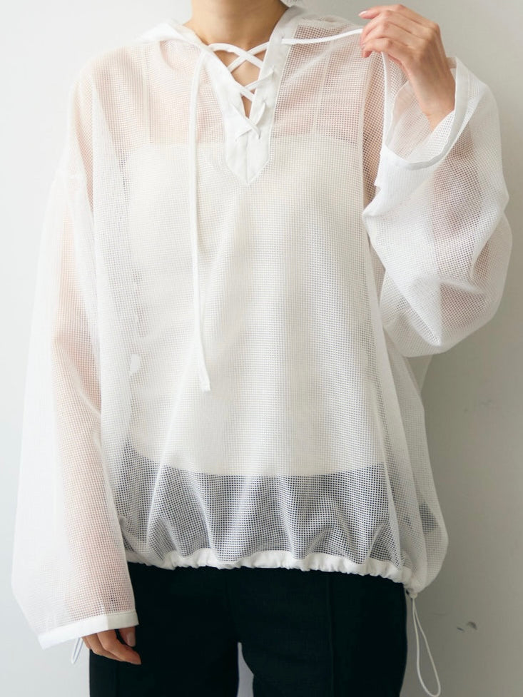 【 Select 】メッシュカットソーフーディープルオーバー