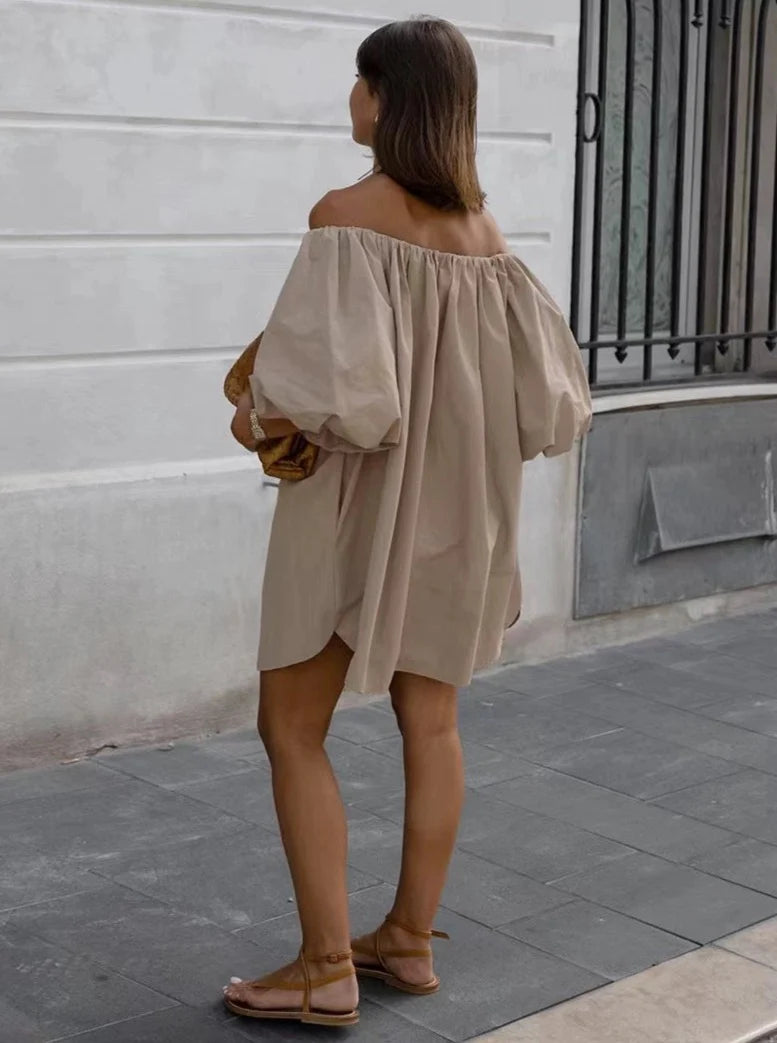 【アウトレット】(即納) 2wayオフショルバルーンスリーブワンピース