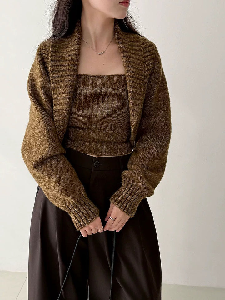 ウール混ニットボレロアンサンブル