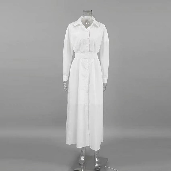 フロントスリットシャツマキシワンピース