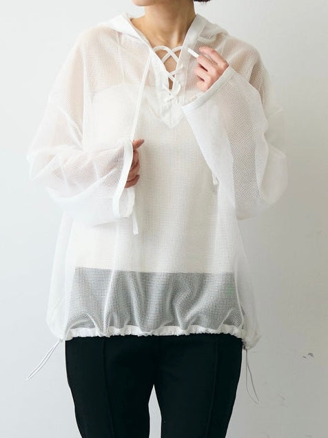 【 Select 】メッシュカットソーフーディープルオーバー