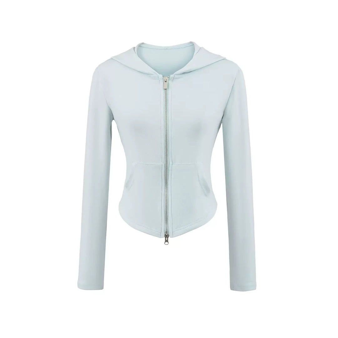 ベーシックソリッドカラージップアップパーカー