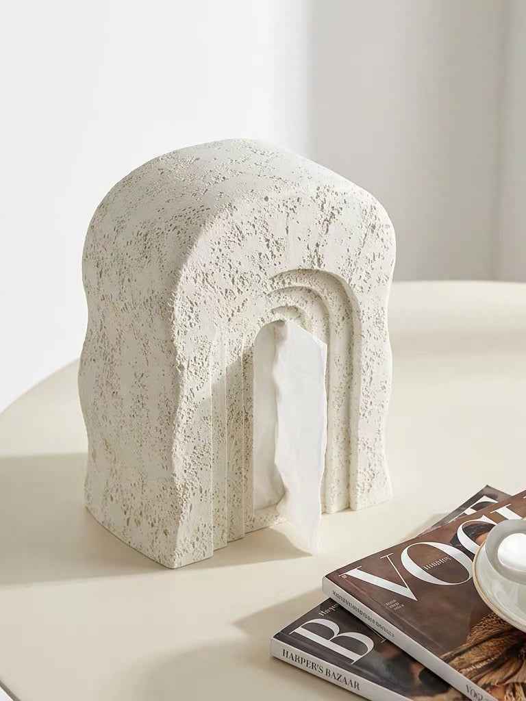 ストーンテクスチャーアーチウェーブティッシュケースホルダー