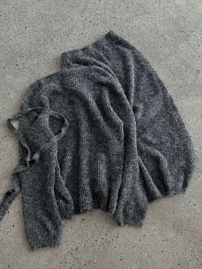 ウール混ニットリボン付きセータースカートセット