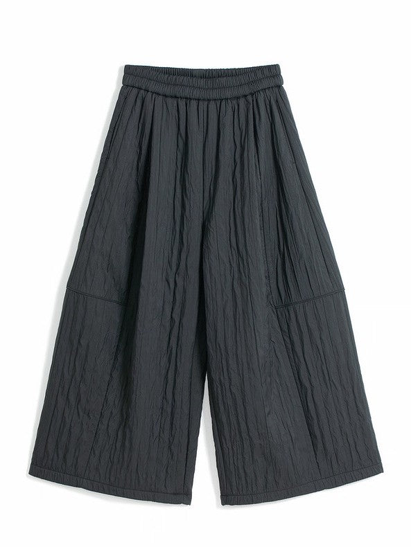 裏起毛キルティング風ワイドパンツ