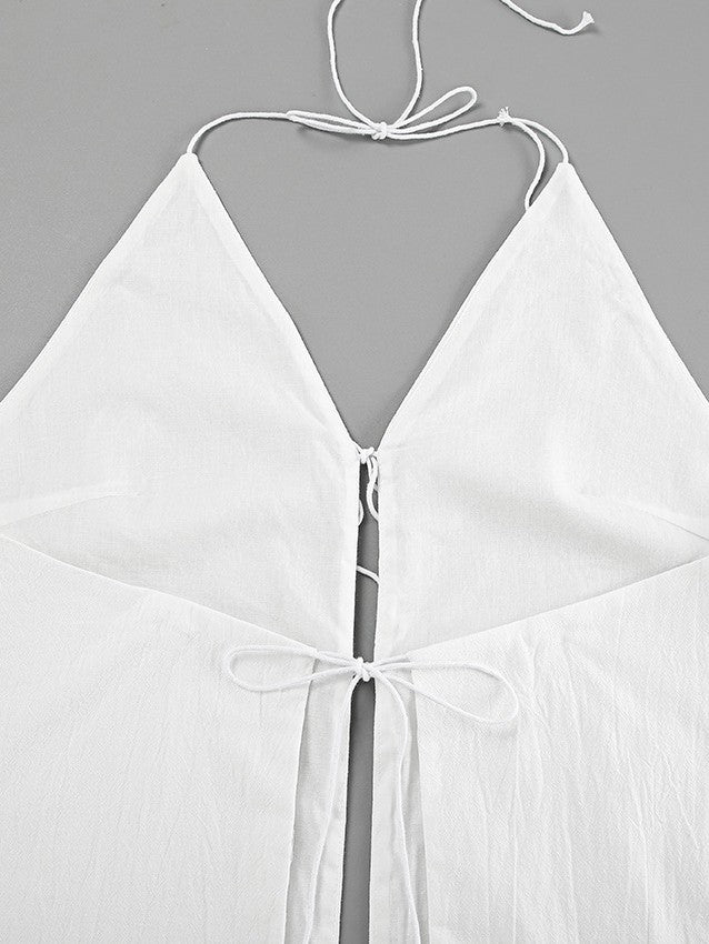 レースアップホルターネックショーツセット