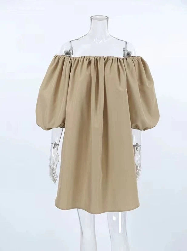 【アウトレット】(即納) 2wayオフショルバルーンスリーブワンピース