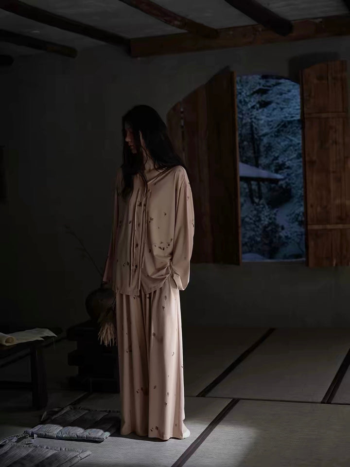 【wabi sabi】モダールコットンボタンダウンプリントセットアップ