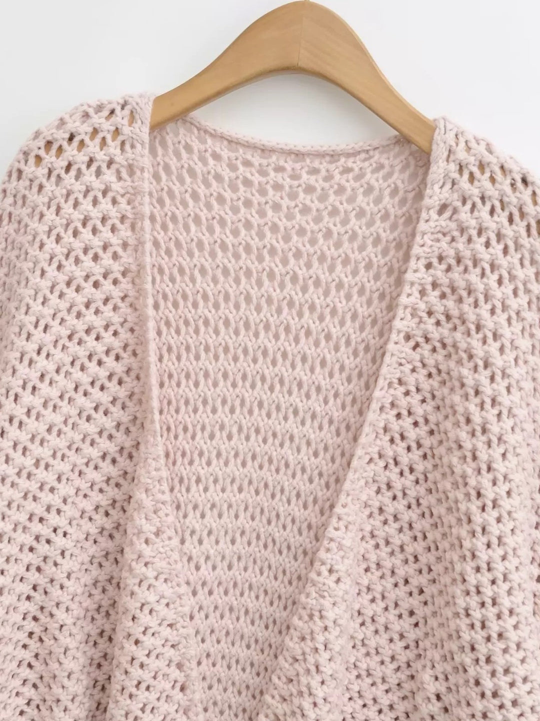 メッシュニットソリッドカラーラップカーディガン