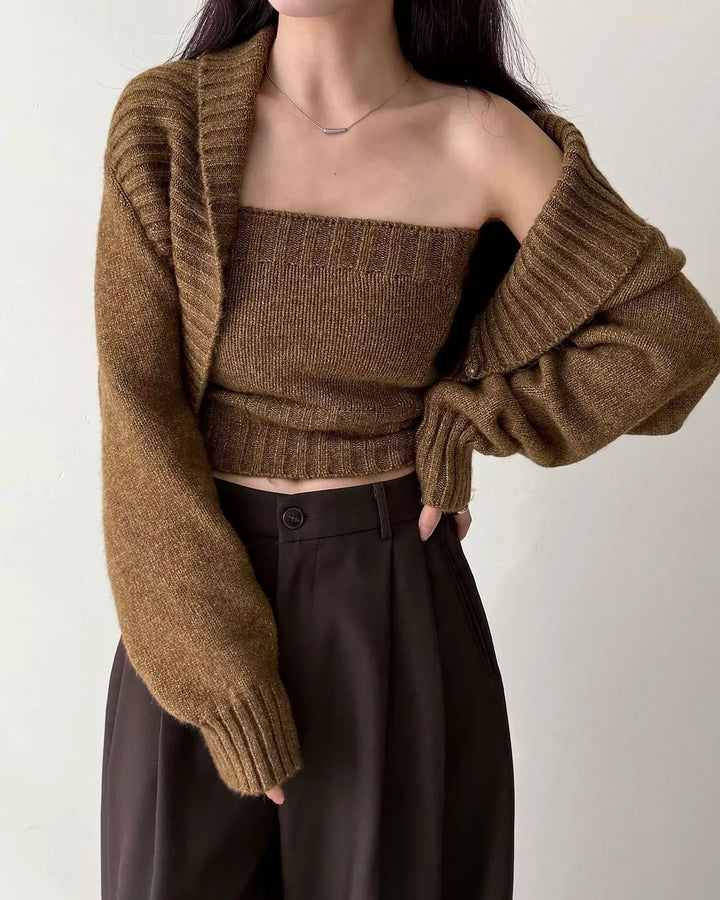 ウール混ニットボレロアンサンブル