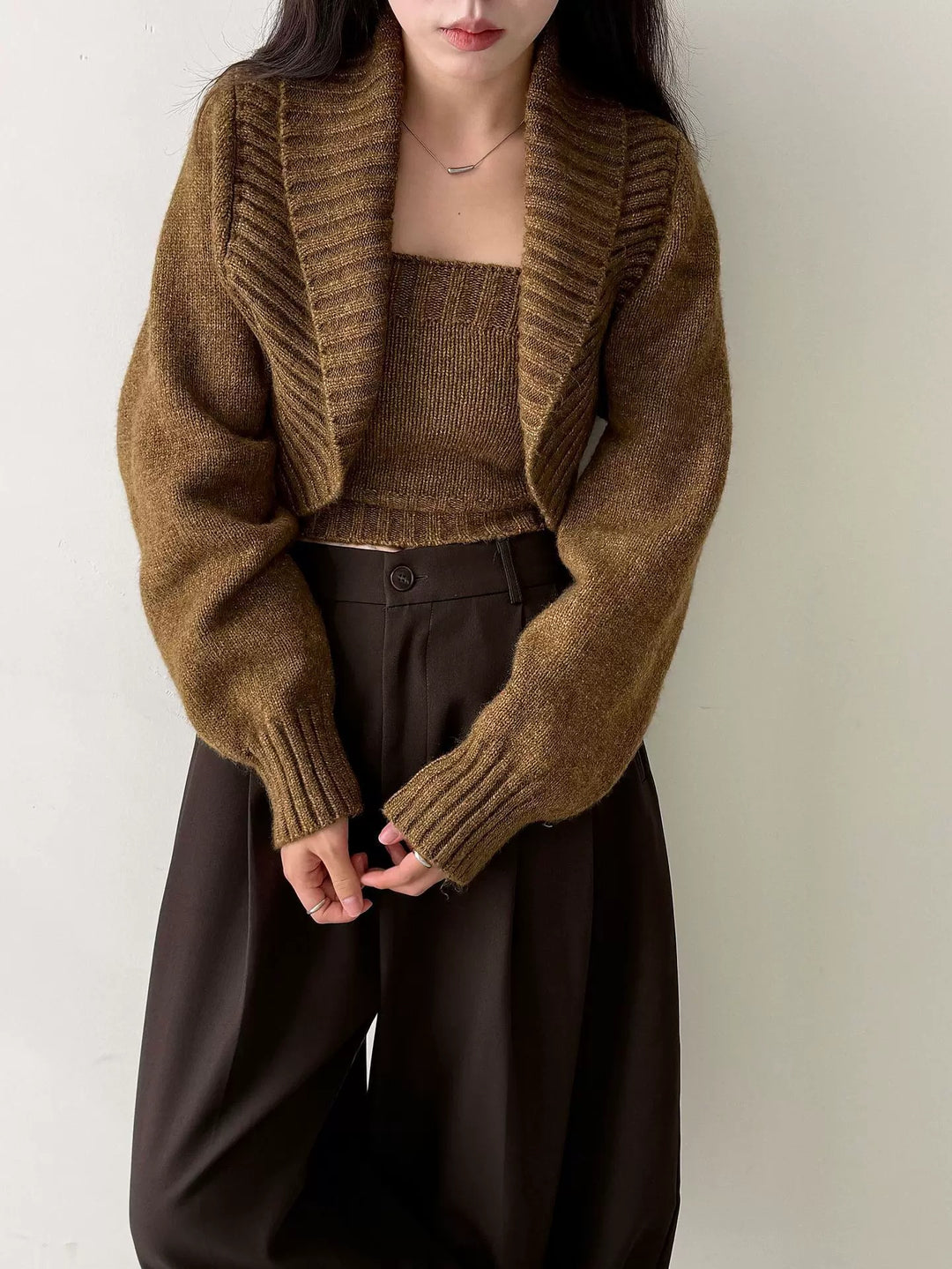 ウール混ニットボレロアンサンブル