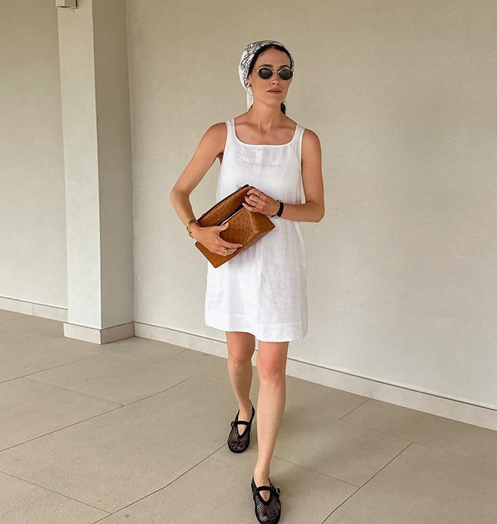 ナチュラルコットンスリーブレスワンピース