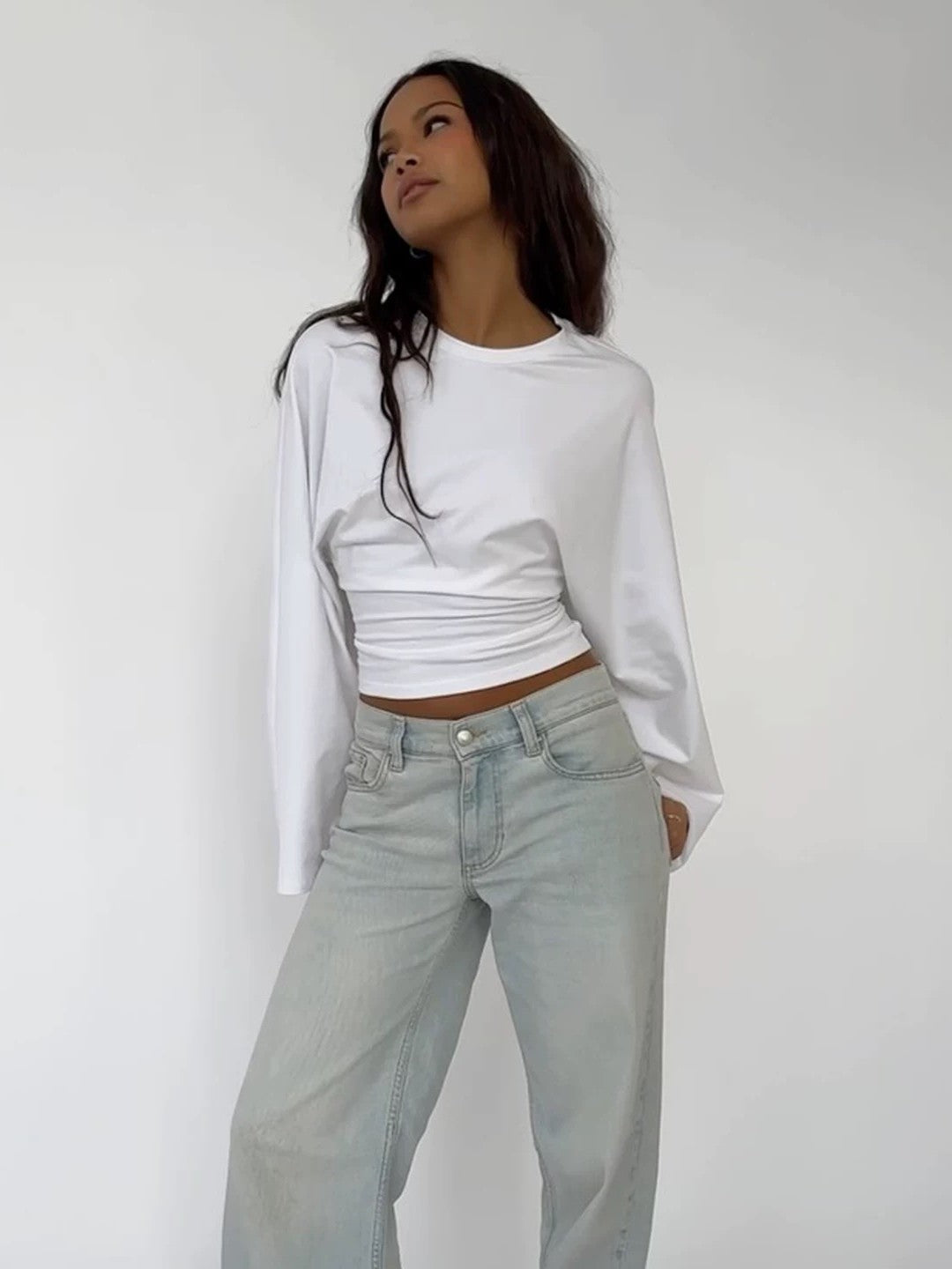 ワイドスリーブカットソートップス