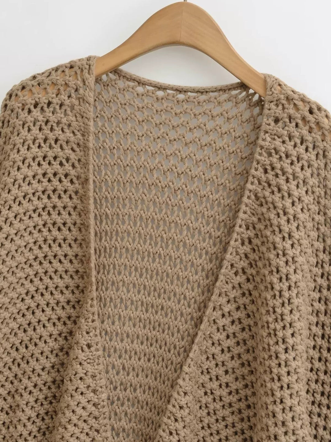 メッシュニットソリッドカラーラップカーディガン