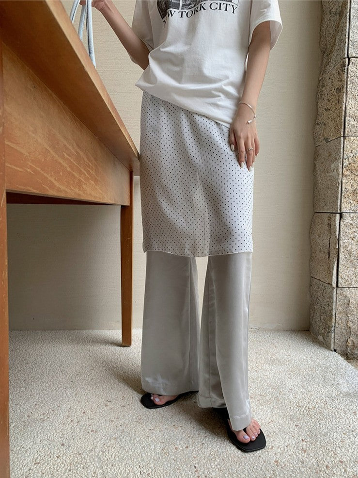 ドット柄シフォンレイヤースカート