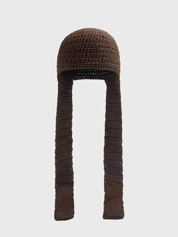 ロングイヤーフラップニットハット