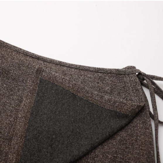 ラップスカーフ付きニットロングスカート