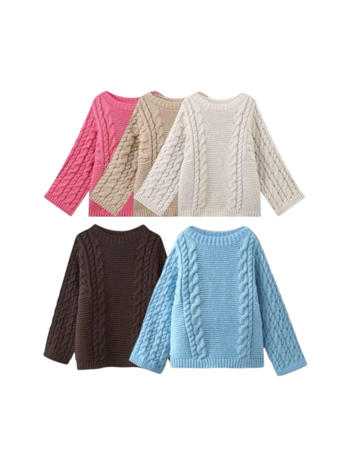 ワイドスリーブケーブルニットセーター