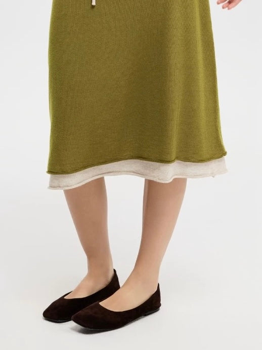 レイヤードフレアミディスカート