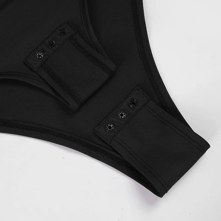 ビーズ付きディープネックボディースーツ