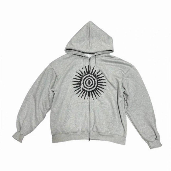 Sun Symbol プリントジップアップフーディー