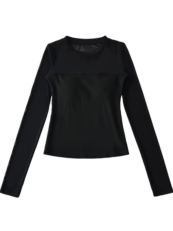 カップ付きシアーメッシュ切り替えトップス